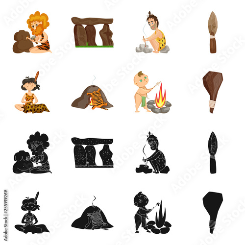 Vector illustration of evolution  and prehistory sign. Collection of evolution  and development  vector icon for stock.