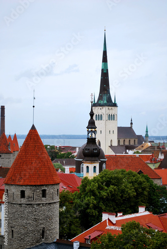 The view of the old historical center of Tallinn, Estonia