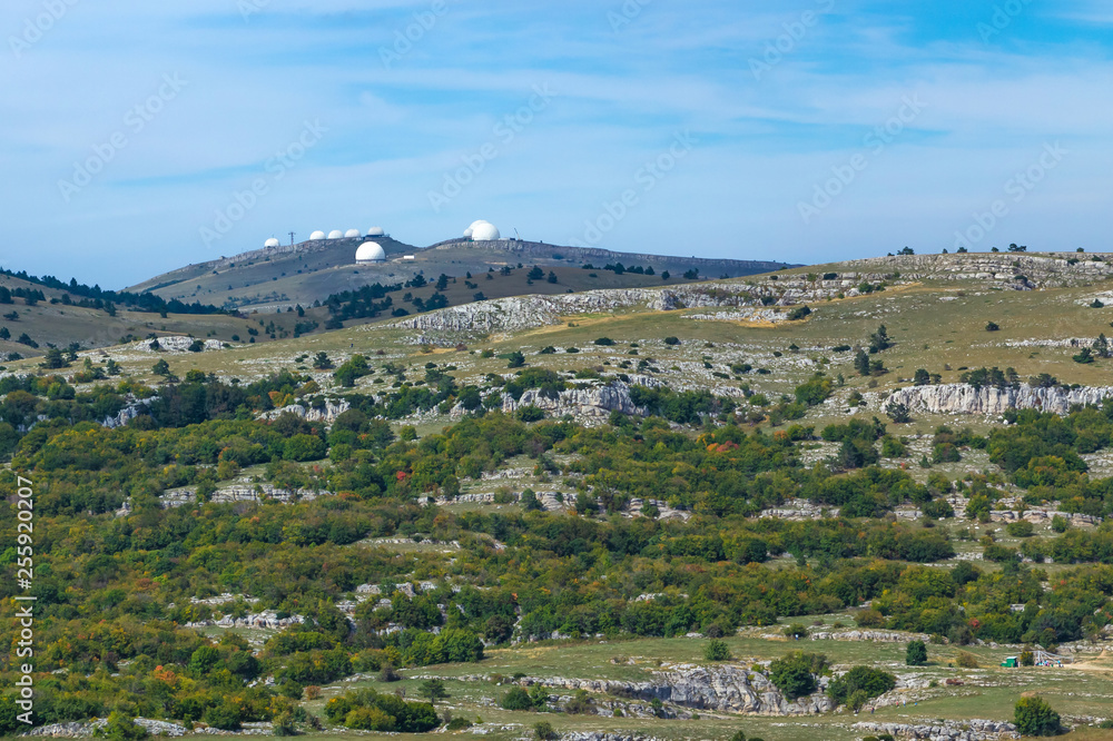 Yalta, Crimea - September 13, 2012: observatory on the plateau of Ai-Petri mountain