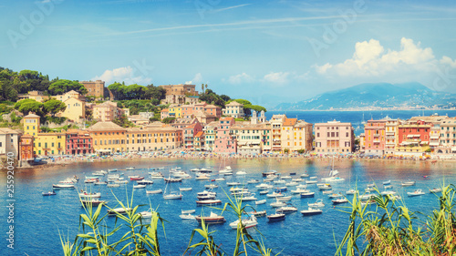 Fototapeta Naklejka Na Ścianę i Meble -  panorama of Bay of Silence, Sestri Levante, Liguria, Italy