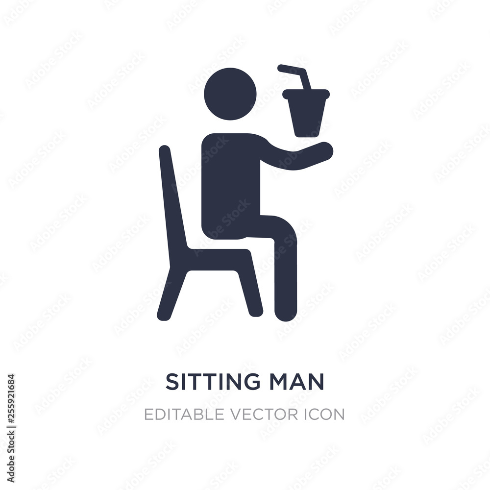 sitting man drinking a soda icon on white background. Simple element illustration from People concept.