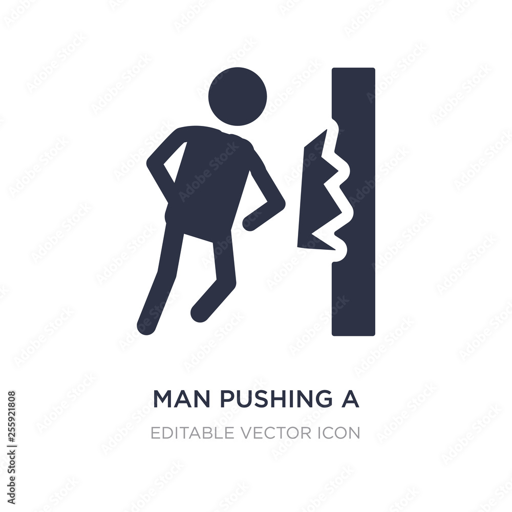 man pushing a door with his body icon on white background. Simple element illustration from People concept. man pushing a door with his body icon on white background. Simple element illustration from People concept.