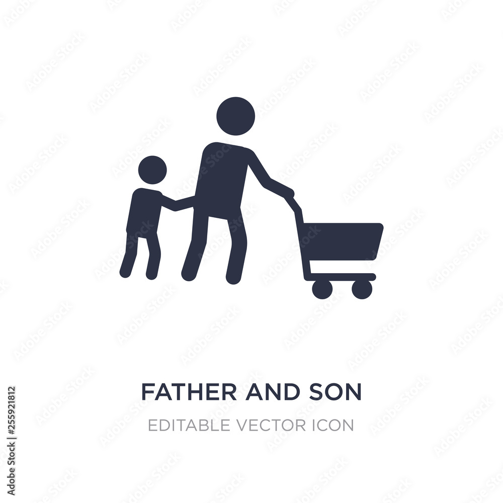 father and son shopping icon on white background. Simple element illustration from People concept.