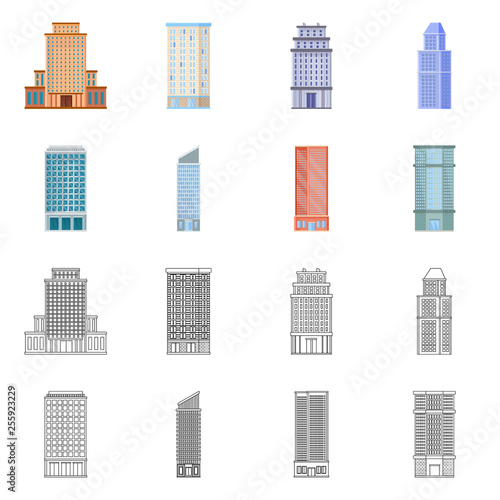 Vector design of municipal and center sign. Set of municipal and estate   vector icon for stock.