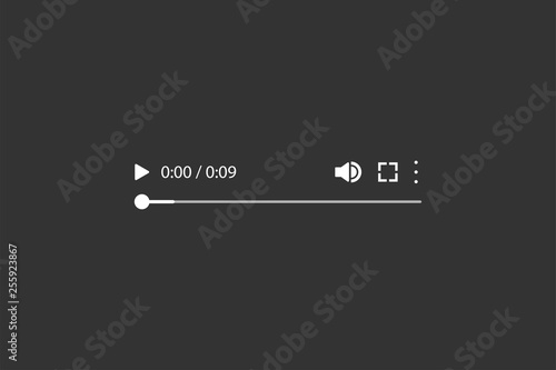 Template video player white color on black background