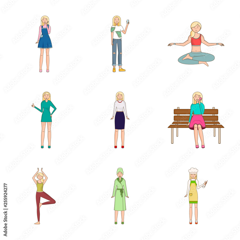 Vector illustration of woman and body symbol. Collection of woman and style stock vector illustration.
