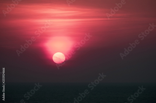 Fototapeta Naklejka Na Ścianę i Meble -  Scenic orange sunset sky background, scenic orange sunrise.