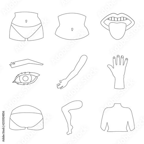 Vector design of body and part sign. Collection of body and anatomy stock vector illustration.