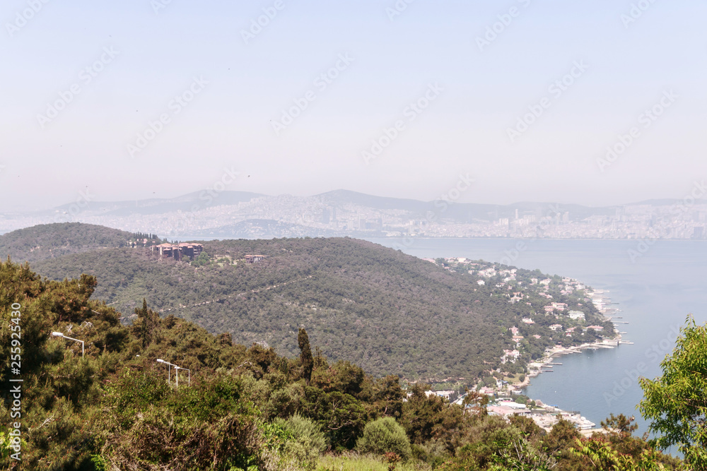Princes Islands, Buyukada, Istanbul, Turkey: View from the highest point of the island, a panoramic view of the island from the top.
