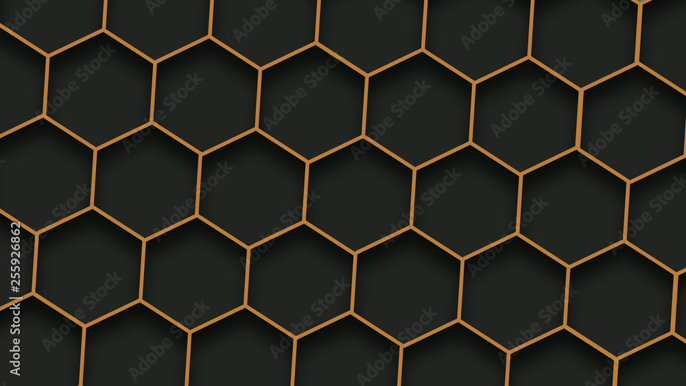 Abstract dark honeycomb on the brown frame. Hexagons background Abstract dark honeycomb on the brown frame. Hexagons background