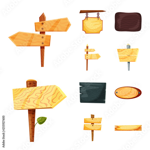 Vector design of signboard  and wood logo. Collection of signboard  and wooden stock vector illustration.