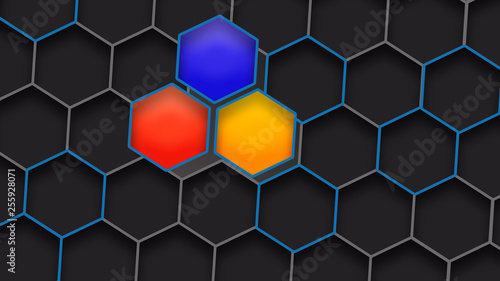 Fototapeta Naklejka Na Ścianę i Meble -  Abstract colorful honeycomb backdrop. Geometric texture