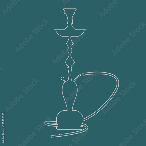 Hookah symbol with line art style. Hand drawn vector illustration.