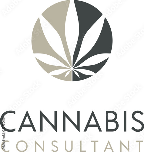 Simple Circle Cannabis Leaf for Marijuana Hemp Weed Cultivation or CBD logo design