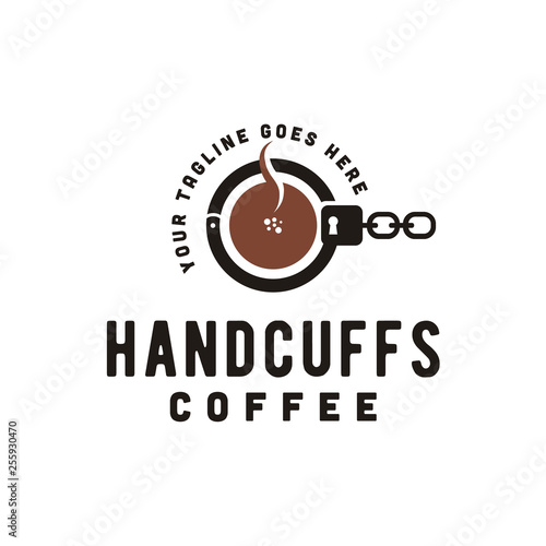 Coffee Handcuffs Mafia Crime Cafe logo design