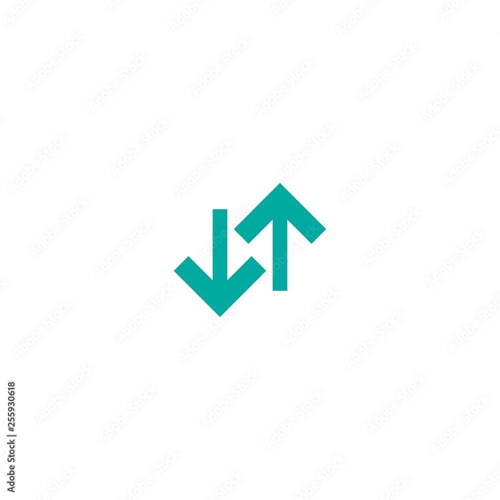 Flip Vertical vector icon. Two blue squared opposite arrows isolated on white. Flip Vertical vector icon. Two blue squared opposite arrows isolated on white.