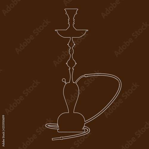 Hookah symbol with line art style. Hand drawn vector illustration.