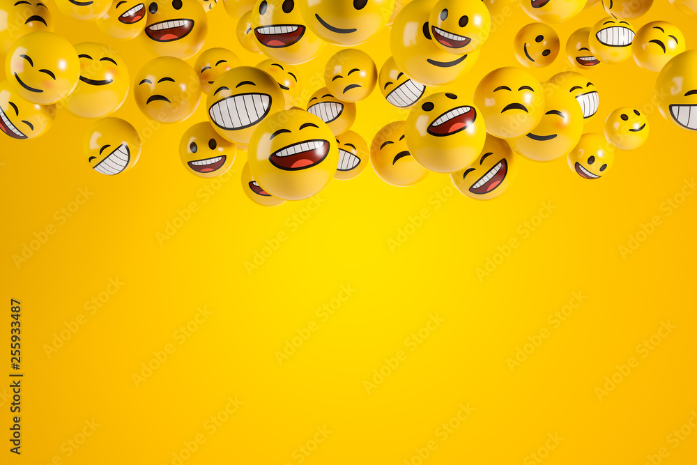 Falling emoji characters on the yellow background. Stock Illustration |  Adobe Stock