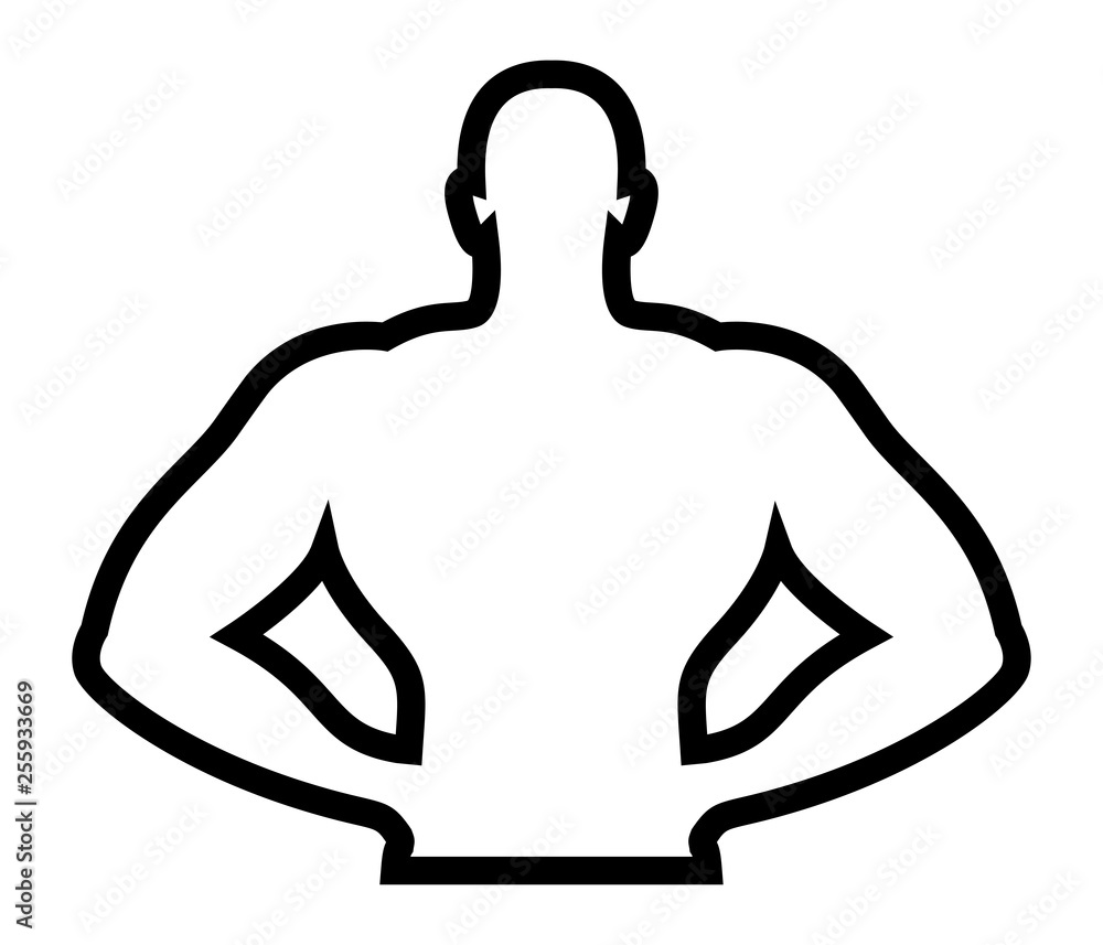 Silhouette of muscular sports man bodybuilder standing with hands on
