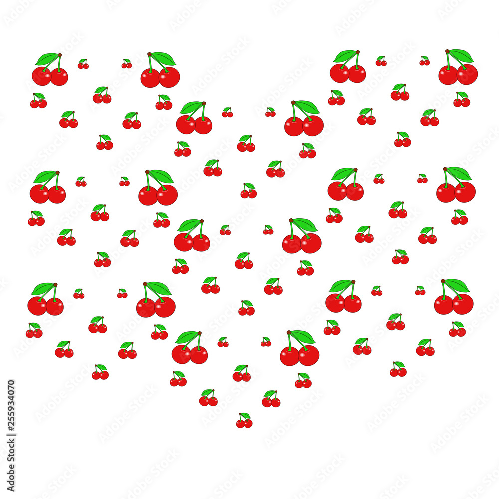 Pattern with cherries. - Illustration. Pattern with cherries. - Illustration.