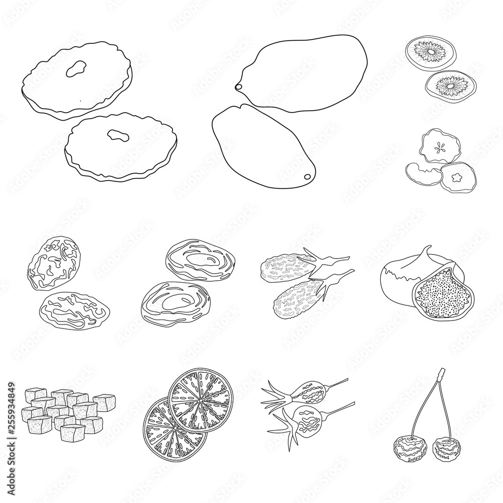 Fototapeta premium Isolated object of food and raw sign. Set of food and nature stock vector illustration.
