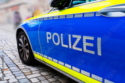 Polizei sign on a German police car 