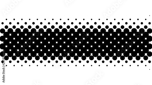 Halftone gradient pattern. Abstract halftone big dots background. Monochrome dots pattern. Pop Art, Comic big dots. Big circles strip. Banner with space. Design for presentation, report, flyer, card