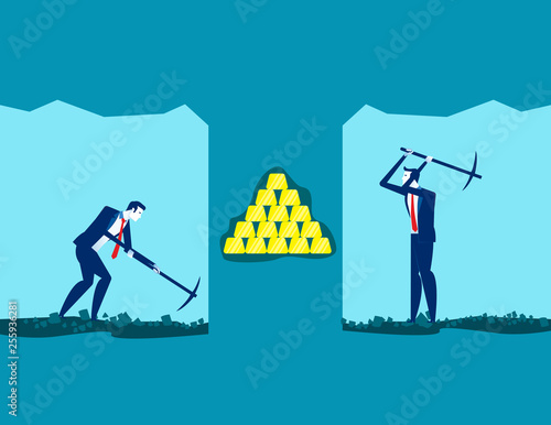 Team gold digger. Concept business vector illustration, Working, Achievement, successful.