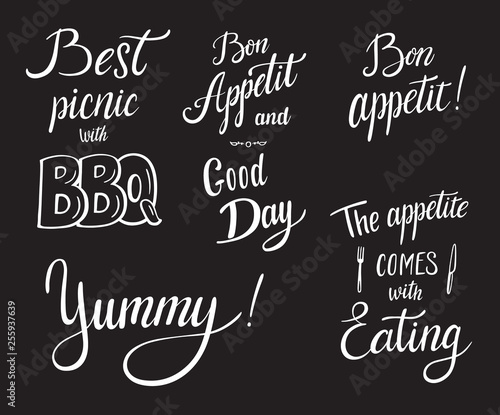 Set of food cooking lettering desig