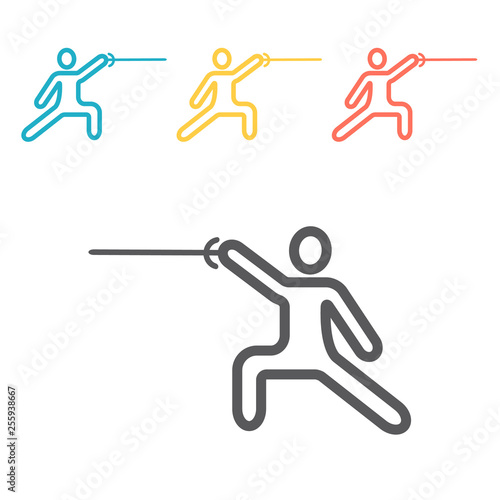 Swordsman line icon. Vector sign for web graphics.