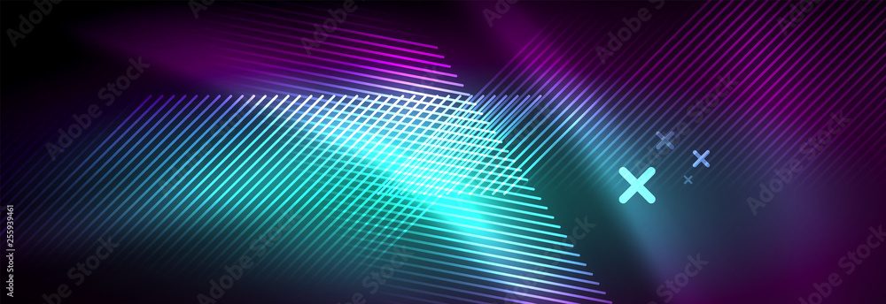 Fototapeta premium Shiny glowing lights neon color design background