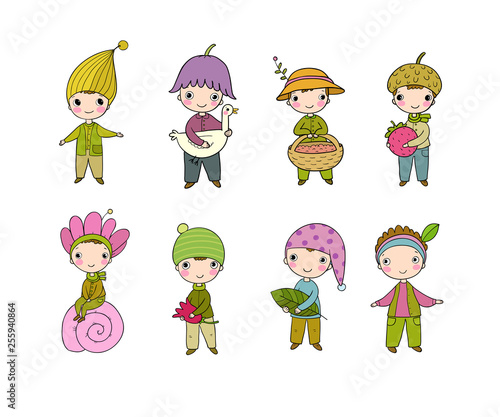 cute funny cartoon garden gnomes. Funny elves