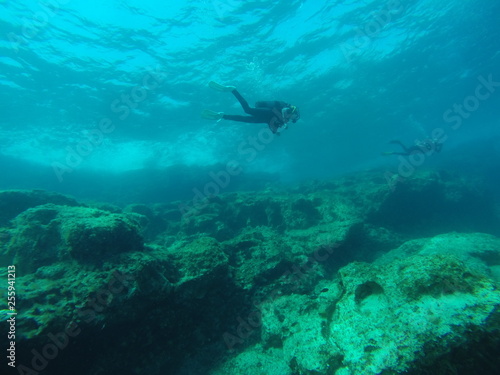 Wallpaper Mural diver, scuba, diving, underwater, sea, cyprus, bubbles, girl, extreme, depth Torontodigital.ca