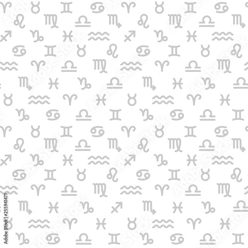Zodiac monochrome seamless pattern