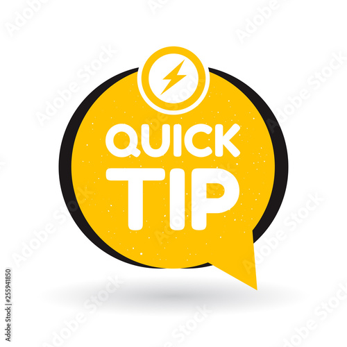 Yellow quick tips logo, icon or symbol with graphic elements suitable for web or documents