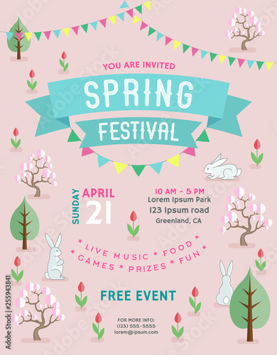Spring festival announcing poster template with customized. text.