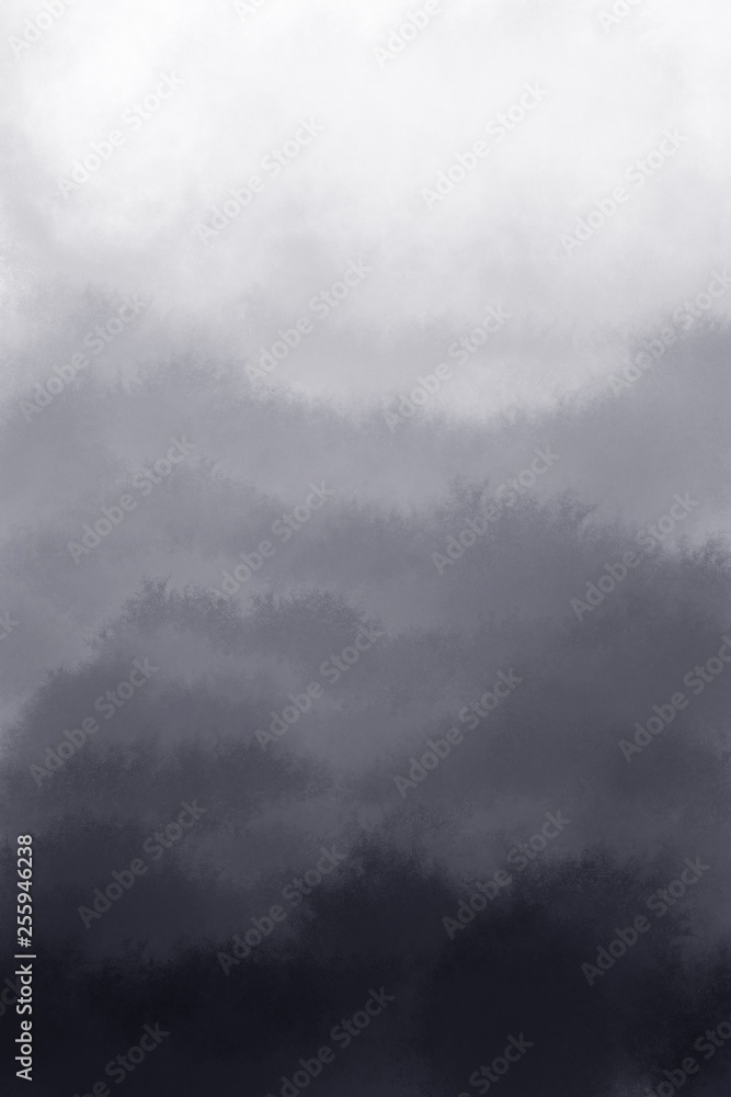 Fototapeta premium painted wood in gray tones. imitation of forest, mountains and twilight