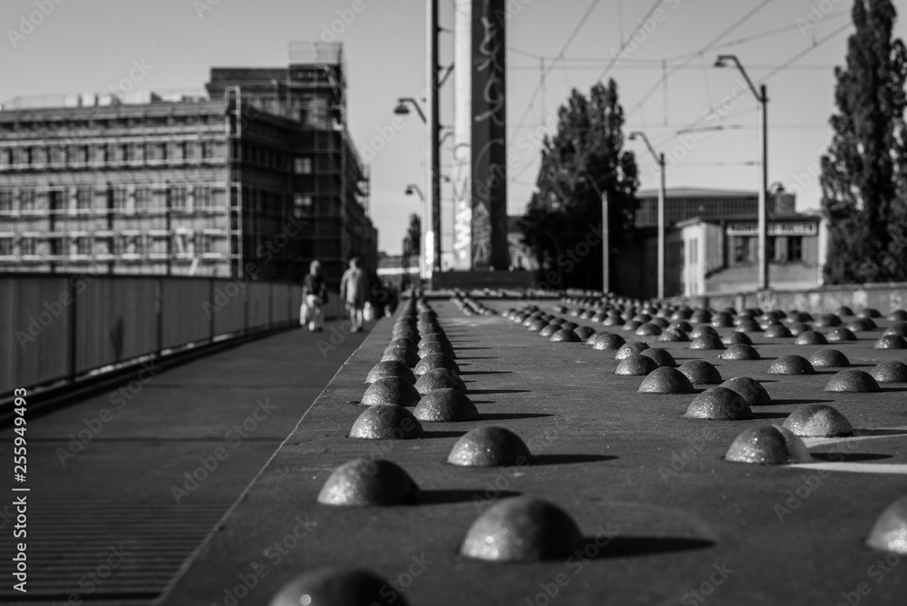 Old Bridge in Berlin, Steel Rivets, contruction, black and white photo