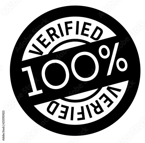 100 percent verified stamp on white
