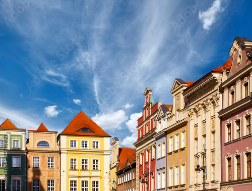 Poznan Old Town colorful houses  Poland.
