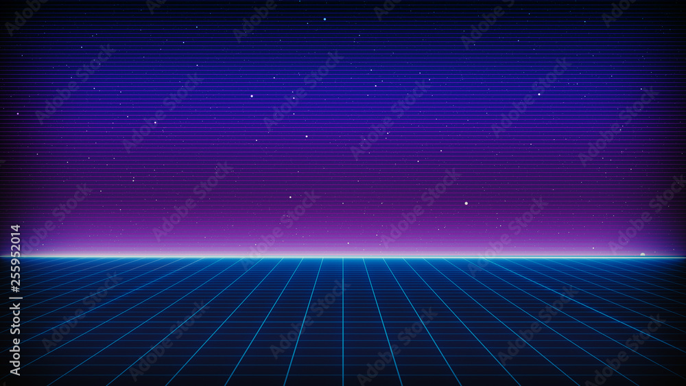 Retro Sci-Fi Background Futuristic landscape of the 80`s. Digital Cyber Surface. Suitable for design in the style of the 1980`s Retro Sci-Fi Background Futuristic landscape of the 80`s. Digital Cyber Surface. Suitable for design in the style of the 1980`s