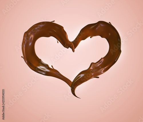 Chocolate heart. Chocolate splashes in shape of heart