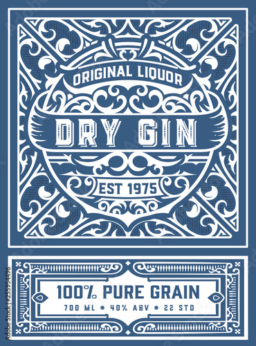 Vintage gin label. Vector layered