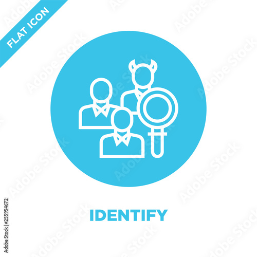 identify icon vector from corruption elements collection. Thin line identify outline icon vector  illustration. Linear symbol for use on web and mobile apps, logo, print media.