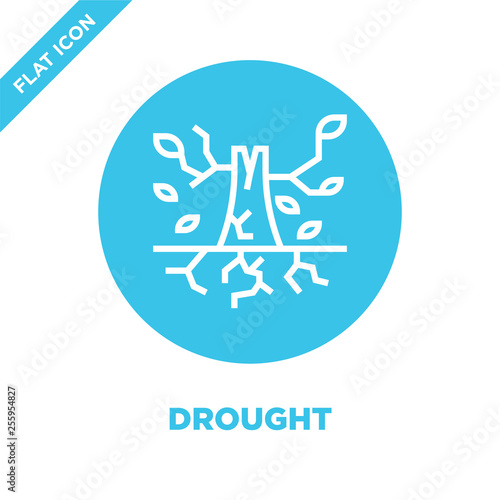 drought icon vector from global warming collection. Thin line drought outline icon vector  illustration. Linear symbol for use on web and mobile apps, logo, print media.