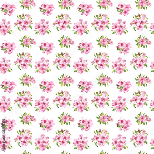 Spring flowers blossom sakura, cherry or apple tree. Floral seamless pattern. Water color © zzorik