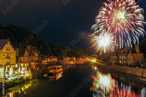 Firework display, Dinan, Brittany, France. July 2015