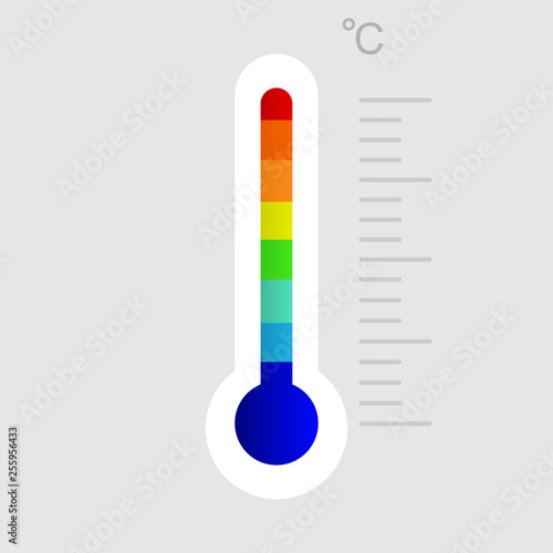 Thermometers icon with different zones. Vector image isolated on white background