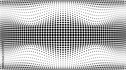 Halftone gradient pattern. Abstract halftone dots background. Monochrome dots pattern. Grunge texture. Pop Art  Comic small dots. Wave twisted dots. Banner with space. Template for cover  card  flyer