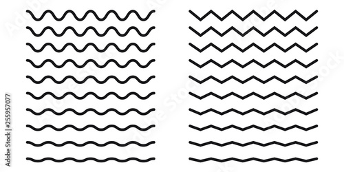 Set of wavy horizontal lines. Vector design element